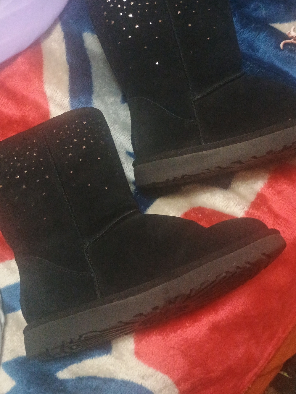 UGG Black Short Suede Boots with Stud Accents - Women